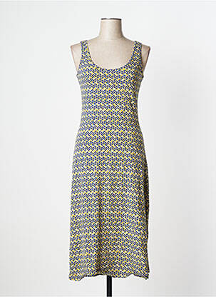 Robe longue imprimé fantaisie sans manche vert TRANQUILLO femme