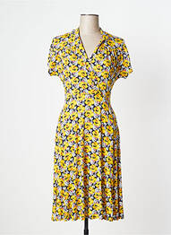 Robe mi-longue coupe fluide manches courtes jaune BLUTSGESCHWISTER femme