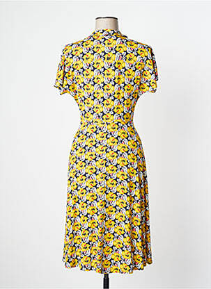 Robe mi-longue imprimé fleurs manches courtes jaune BLUTSGESCHWISTER femme