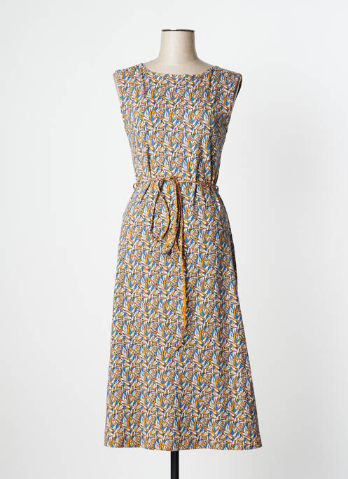 Robe mi-longue imprimé fantaisie sans manche jaune TRANQUILLO femme