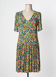 Robe mi-longue imprimé fleurs manches courtes vert BLUTSGESCHWISTER femme