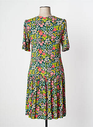 Robe mi-longue imprimé fleurs manches courtes vert BLUTSGESCHWISTER femme