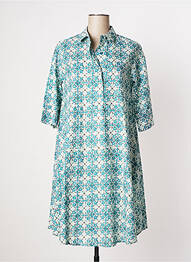 Robe mi-longue imprimé fleurs manches 3/4 bleu KALI YOG femme
