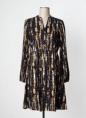 Robe mi-longue coupe évasée manches longues noir ICHI femme