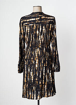 Robe mi-longue manches longues manches longues noir ICHI femme
