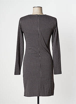 Robe courte fermeture zippée au dos manches longues noir ICHI femme