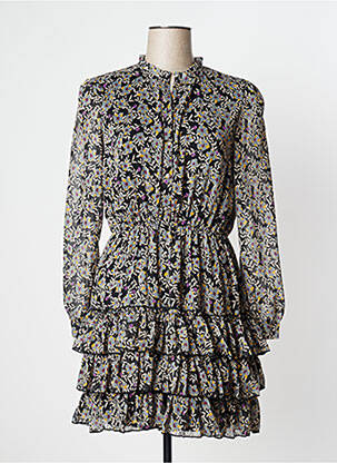 Robe courte coupe évasée manches longues noir BSB femme