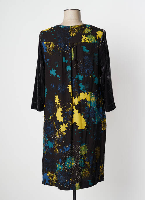 Robe mi-longue imprimé fleurs manches 3/4 noir WHITE STUFF femme