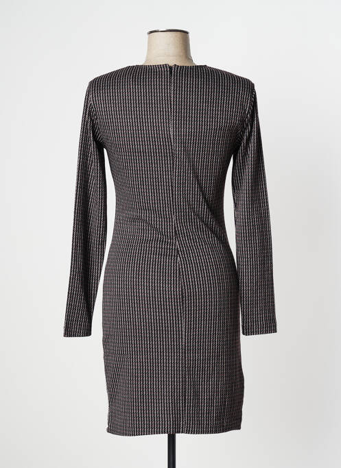 Robe courte fermeture zippée au dos manches longues noir ICHI femme