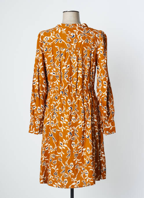 Robe mi-longue marron ICHI pour femme