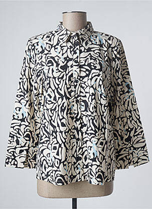 Chemisier imprimé fantaisie manches 3/4 blanc ICHI femme