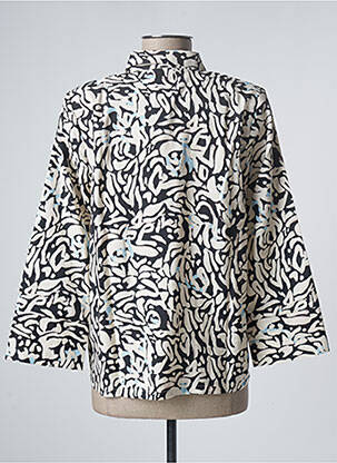 Chemisier imprimé fantaisie manches 3/4 blanc ICHI femme