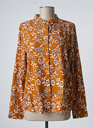 Chemisier imprimé fantaisie manches longues orange ICHI femme