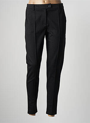 Pantalon chino fermeture zippée sous rabat boutonné taille normale noir ICHI femme