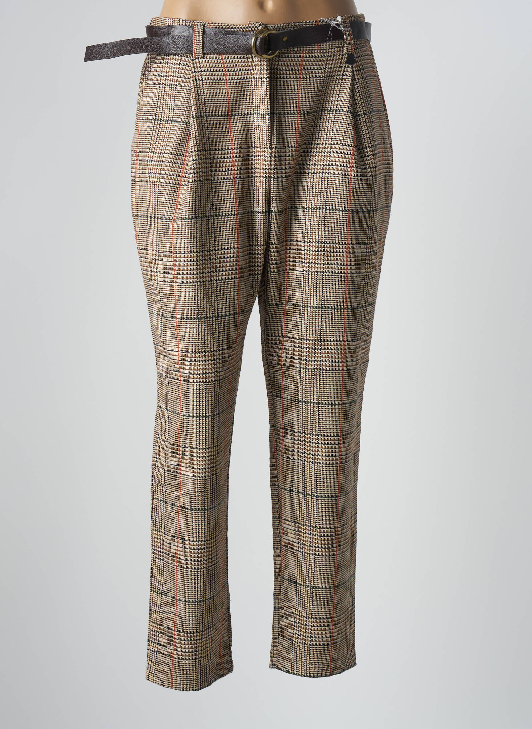 Pantalon 7/8 taille haute taille haute beige BSB femme