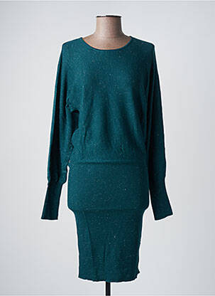 Robe mi-longue manches longues manches longues vert CAMAIEU femme