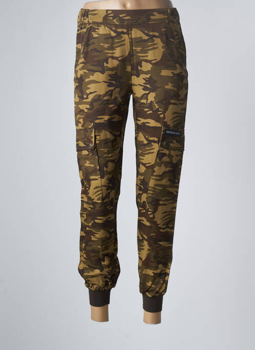 Pantalon cargo taille élastique taille normale vert HEAVEN MAY femme