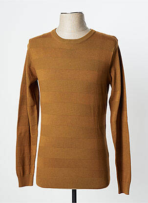 Pull stretch manches longues marron DAN JOHN homme