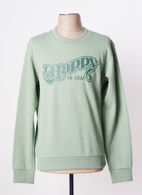 Sweat-shirt finition bords-côtes manches longues vert CELIO homme