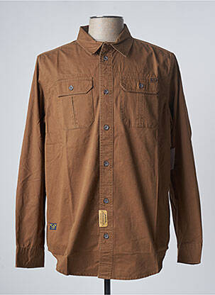 Chemise manches longues marron HERO BY JOHN MEDOOX pour homme