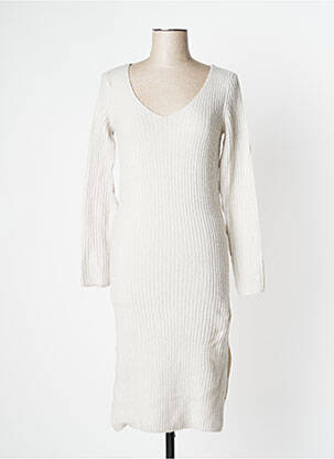 Robe mi-longue manches longues manches longues beige KENVELO femme