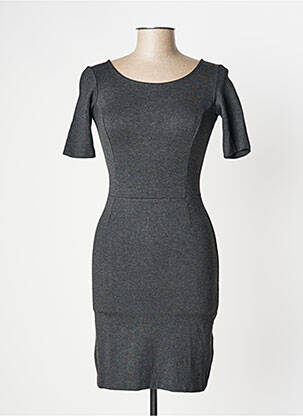 Robe courte fermeture zippée au dos manches courtes gris TIMEOUT femme
