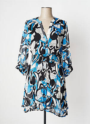 Robe mi-longue manches 3/4 manches 3/4 bleu AN' GE femme