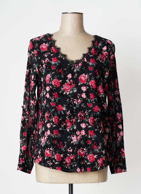 Blouse imprimé fleurs manches longues noir BY ONE femme