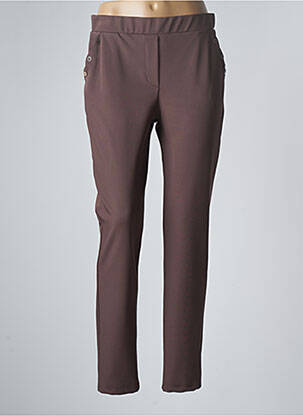 Pantalon slim taille élastique taille normale marron HALOGENE femme