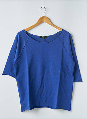 Sweat-shirt maille semi-opaque manches 3/4 bleu 12IA homme