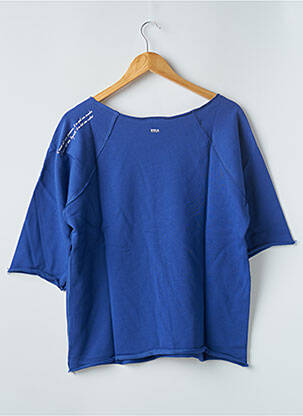 Sweat-shirt maille semi-opaque manches 3/4 bleu 12IA homme