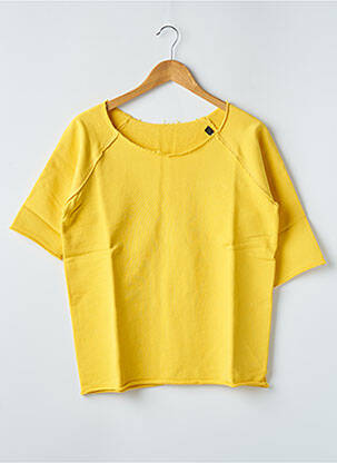 Sweat-shirt tissage jersey manches courtes jaune 12IA femme