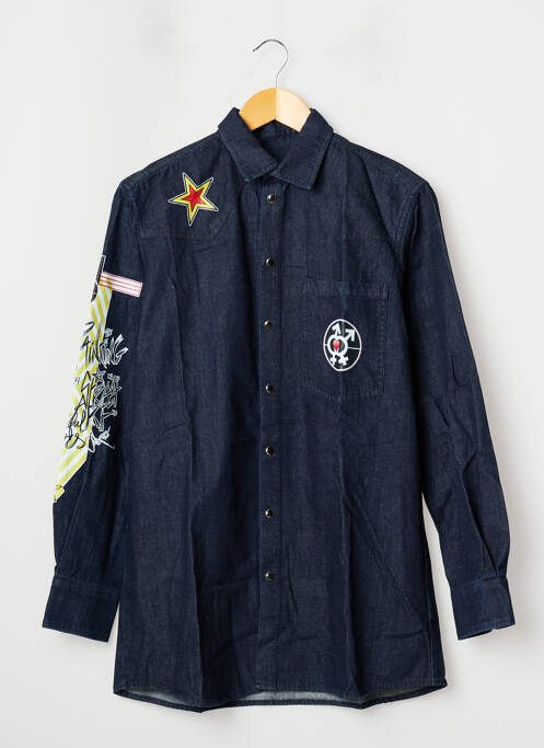 Chemise manches longues poches poitrine bleu 12IA homme