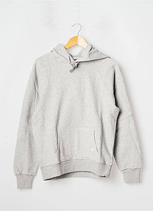 Sweat-shirt à capuche finition bords-côtes manches longues gris 12IA femme