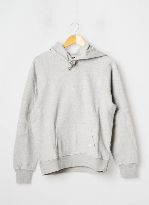 Sweat-shirt à capuche finition bords-côtes manches longues gris 12IA femme