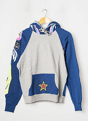 Sweat-shirt à capuche col v manches longues gris 12IA femme