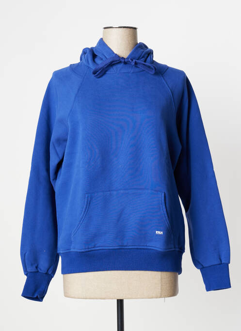 Sweat-shirt à capuche finition bords-côtes manches longues bleu 12IA femme
