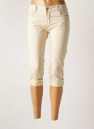 Pantacourt stretch taille normale beige ONADO femme
