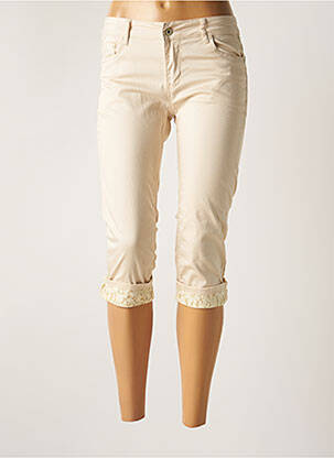 Pantacourt stretch taille normale beige ONADO femme
