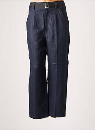 Pantalon large tissage crêpe taille haute bleu ONE STEP femme