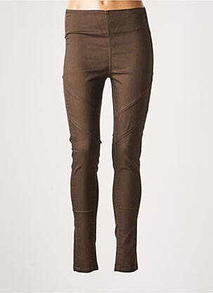 Jegging tissage popeline taille haute marron CAMAIEU femme