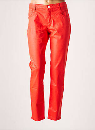 Pantalon slim tissage enduit taille normale orange ONE STEP femme
