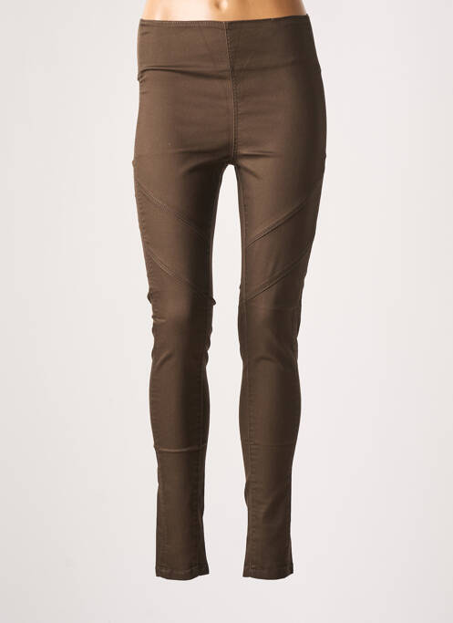 Jegging tissage popeline taille haute marron CAMAIEU femme