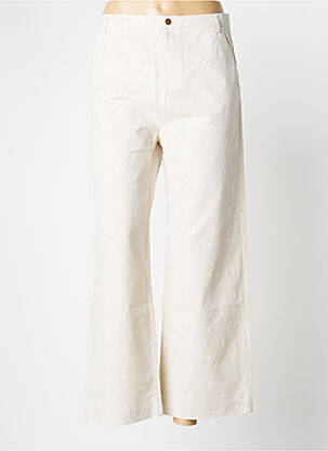 Pantalon 7/8 fermeture zippée sous rabat boutonné taille normale beige I.CODE (By IKKS) femme