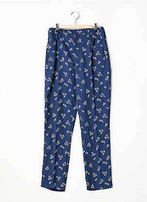 Pantalon chino fermeture zippée sous rabat avec crochet taille haute bleu I.CODE (By IKKS) femme