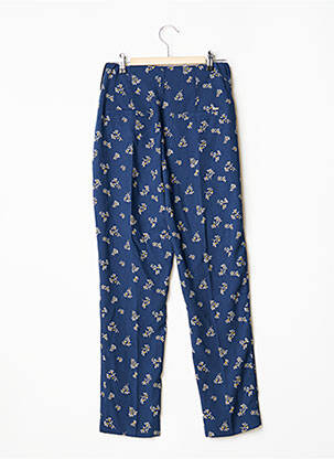 Pantalon chino fermeture zippée sous rabat avec crochet taille haute bleu I.CODE (By IKKS) femme