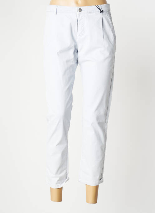 Pantalon chino tissage popeline taille normale bleu IKKS femme