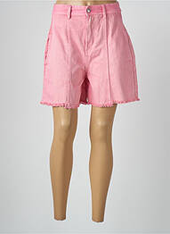 Short fermeture zippée sous rabat boutonné taille haute rose LOIS femme