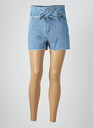 Short fermeture zippée sous rabat boutonné taille haute bleu IKKS femme