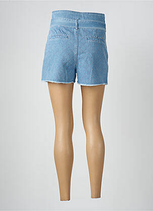 Short fermeture zippée sous rabat boutonné taille haute bleu IKKS femme
